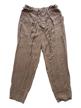 Free People Linen Blend Paperbag Barrel Pants Brown Size M